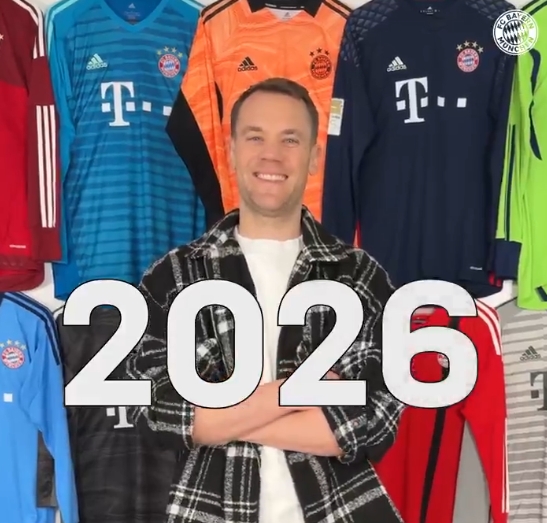  終老拜仁！官方：38歲諾伊爾與拜仁續(xù)約一年至2026年