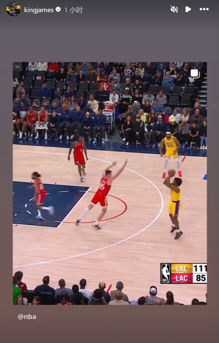  為你驕傲！布朗尼投進(jìn)NBA生涯首記三分球！詹姆斯賽后轉(zhuǎn)發(fā)