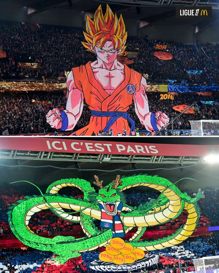  逝世一周年，法甲官推曬昔日巴黎主場龍珠TIFO：鳥山明經(jīng)典永存