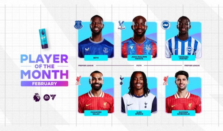  英超2月最佳候選：貝托、馬特塔、明特、薩拉赫、斯賓塞、索博