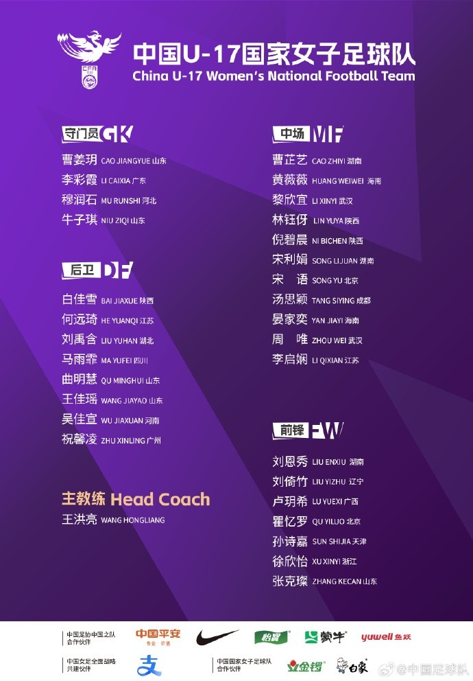  U17女足30人將在蘇州集訓(xùn)備戰(zhàn)世界杯，姜寧、朱挺擔任訓(xùn)練員